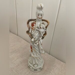 Vintage Porcelain Figurine woman Kuan Yin Goddess Protection Sato Gordon Japan